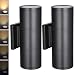 LEONLITE 20W LED Cylinder Up Down Wall Light, Aluminum Finish Waterproof Super Bright Outdoor Wall Lamp, 100V-277V for Decoration on Door Way, Entry, Corridor, Garage, 5 Years Warranty, Pack of 2