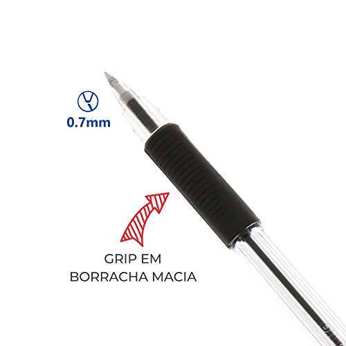 Caneta Esferográfica BPS Grip 0.7mm preta Pilot