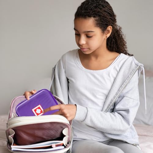 Image of Gealaek Protective Carrying Case for Portable Nebulizer, Travel Medical Bag with Hard Shell for Inhaler Spacer, Masks, Asthma Accessories Emergency Medicine Storage Bag for Kids and Adults (Purple)