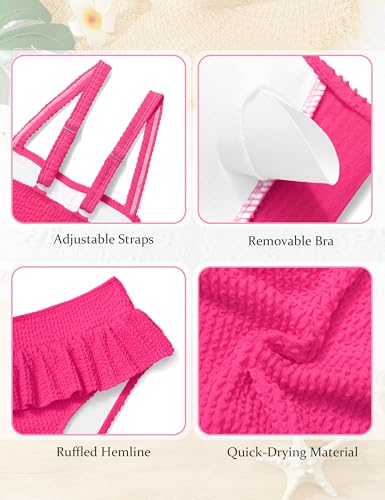 Image of Migu Girls Swimsuits with Ruffled Hem Cute Bikini 2 Piece Bathing Suits for Girls Swimwear