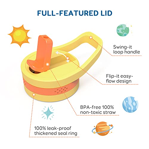 Buzio Insulated Water Bottle With Straw Lid For Kids, Vacuum Stainless Steel Metal Water Bottles For Toddlers, 14Oz Double Walled Reusable Leak Proof Bpa-Free Water Flask Tumbler For School, Planet #TOP3