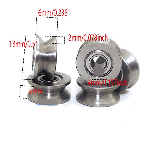 Chiloskit 20Pcs 1.5Mm Deep Metal V Groove Guide Pulley Bearing Wheel Rail Ball Bearings Wheel 4X13X6Mm #TOP2