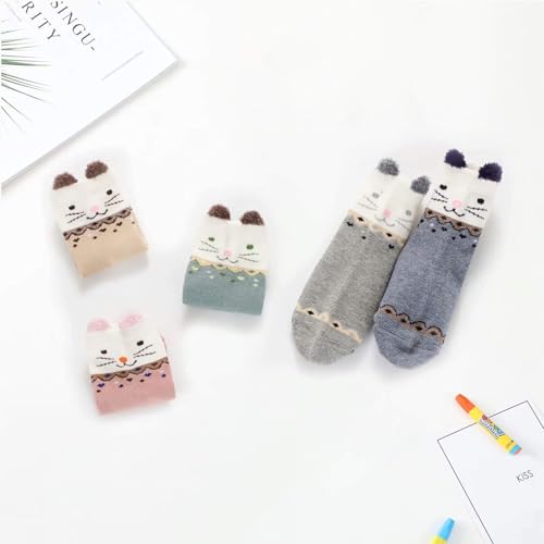 Image of Toddler Baby Girls Boys Socks Animal Pattern Children Ankle Cotton Socks 5 Pairs