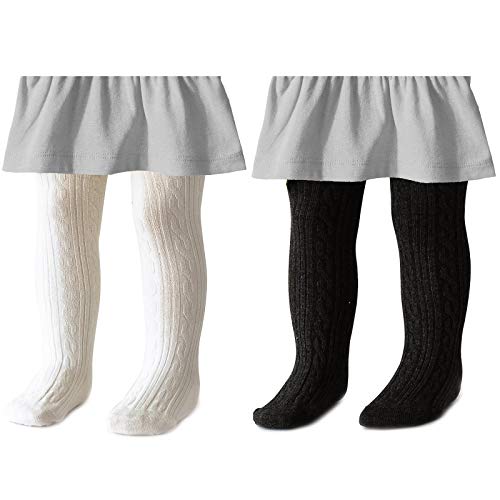 Baby Girls Tights Seamless Cable Knit Toddler Tights Bow-Knot