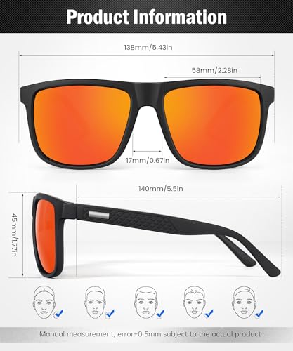Image of Sunglasses-for-Men Polarized Mens Sunglasses: Retro Sun glasses with UV Protection for Driving Fishing Golf