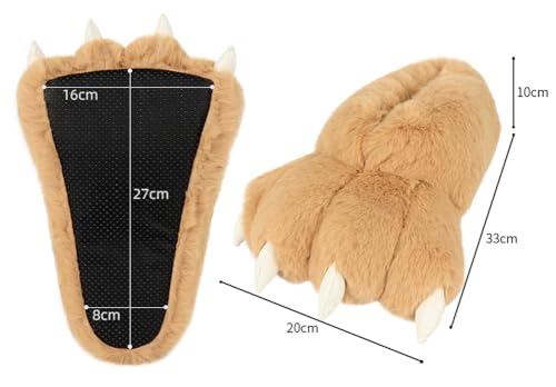 Bear Paw Fuzzy Plush Slippers Animal Shaped Cartoon Cozy Anti Slip Warm Indoor House Shoes for Family2
