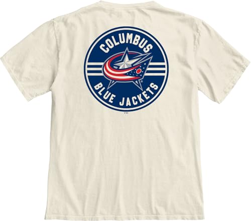 Columbus Blue Jackets NHL Officially Licensed T-Shirt Ringspun Front/Back Ivory Puck, Large by Blue 84 - Image 3