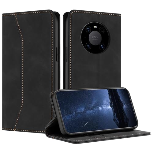 Mo-Beauty Hülle Kompatibel mit Huawei Mate 40 Pro, Handyhülle Huawei Mate 40 Pro, PU Leder Flip Klappbare Stoßfest Schutzhülle Magnet Kartenfach Ledertasche Klapphülle für Huawei Mate 40 Pro(Schwarz)