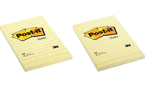 Post-it Notes oryginalne podkładki w kolorze kanaryjskim żółtym, 3 x 3, w linie, 100/podkładka, 6 padów/opakowanie