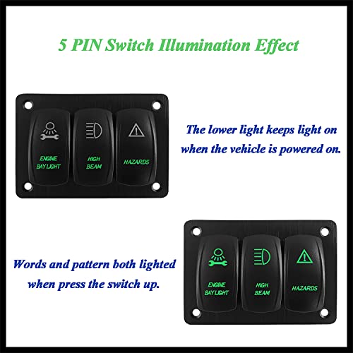 Image of 3 Way Customize Rocker Switch Panel Blue Backlit Marine Grade Switch Panel for Automotive Trailer Yacht Can-Am Commander ATV RZR Dashboard Panel Mount IP66