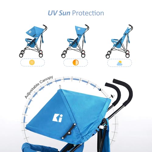 Image of Kuber Industries Baby Stroller Handy Pram with Reversible Handle & Adjustable Canopy | Compact Foldable Pushchair for 1.5 to 2 Year Toddler | Blue