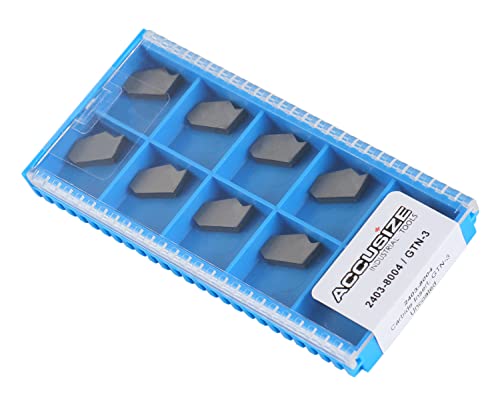 Accusize Industrial Tools GTN-3 Uncoated Self-Lock Carbide Cut-Off Inserts, 0 Deg., Cutting Aluminum, 10 Piece Set, 6603-8003x10
