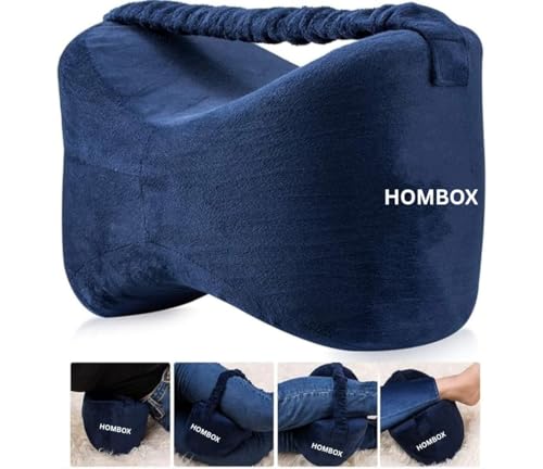 Image of HOMBOX Knee Pillow for Sleeping, Side Sleeper, Sciatica Pain Relief, Knee Joints, Pregnancy, Hips and Legs Pain, Leg Cushion with Washable Cover, Royal Blue, Pack of 1
