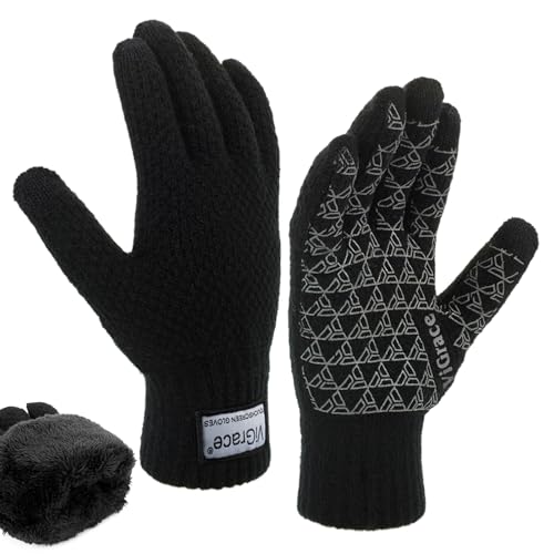 ViGrace Thickened Winter Warm Touchscreen Gloves for Men and Women Touch Screen Fleece Lined Knit...