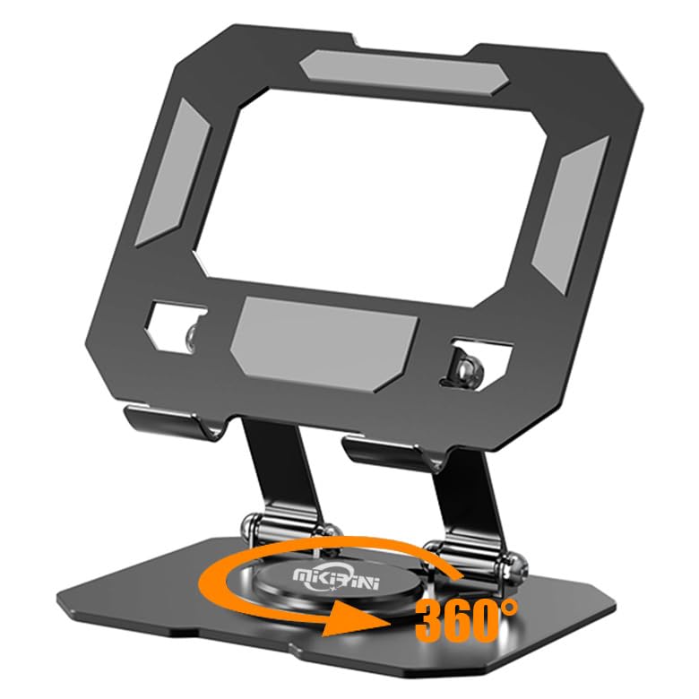 Dual 360° Rotating Tablet Stand Holder for Desk with Carbon Steel Base, Table Tablet Support with Dual Rod Adjustable Compatible for iPad Pro 13 12 11 Air Mini 5 4 3 (Black)-image-37