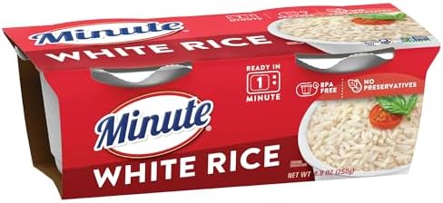 Minute Ready to Serve White Rice, Gluten Free, Non-GMO, No Preservatives, 8.8-Ounce (Pack of 2 BPA-Free Cups)