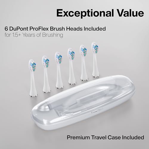 Image of Aquasonic Vibe Series PRO - Ultra-Whitening Electric Toothbrush - 5 Modes & Smart Timers - Premium Travel Case & 6 Proflex Brush Heads - ADA Accepted Toothbrush (Optic White)