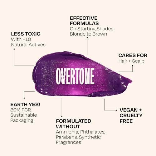 Image of Overtone Semi Permanent Hair Color Conditioner, Poppy Orange, 8 oz, Nourishing, Damage-Free, Color Depositing Mask for All Hair Types with Shea Butter & Coconut Oil, Vegan & Cruelty-Free