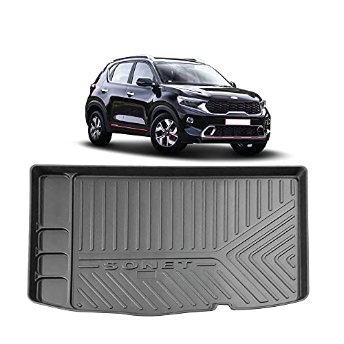 Image of GFX Tpv Luxury 3D car Trunk Mat /Boot Dicky Mats Waterproof and Antiskid Compatible with KIA Sonet 2020 Onward, Grey