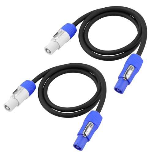 2 Pack Stage Light PowerCON Cable 3 Pin 16AWG AC PowerCon Connector Cord Input to Output 20A Power Extension Cord for Outdoor Stage Lighting Series - 1M / 3FT (2PC)