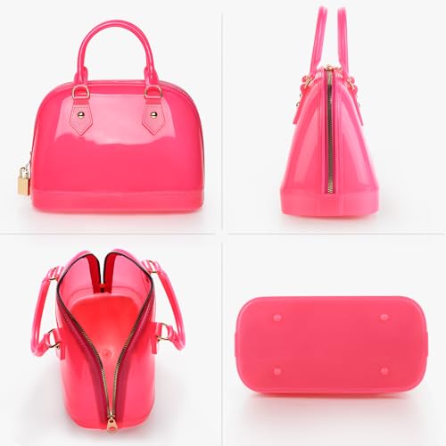 Image of Jelly Crossbody Purse Shoulder Bag, Candy Color Tote Satchel Top-Handle Handbags for Women