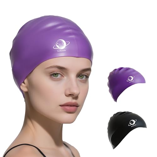 Xcdhemde Gorro de Natación Unisex Elástico Morado