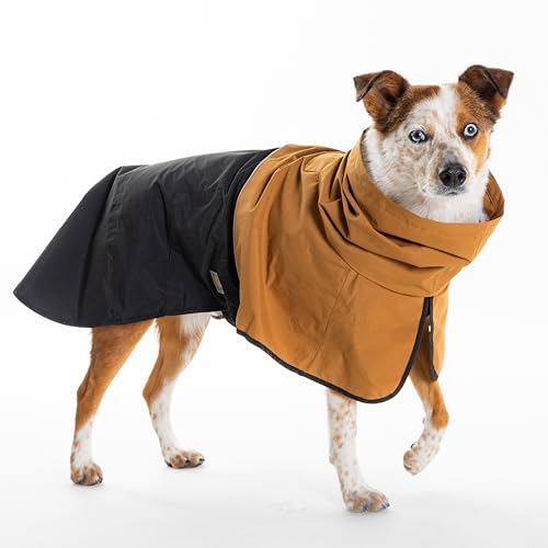 Carhartt Strapazierfähige Hunde-Regenjacke mit wasserdichtem Sturmschutz-Material und verstellbaren Trägern, Carhartt Braun/Schwarz, Größe S