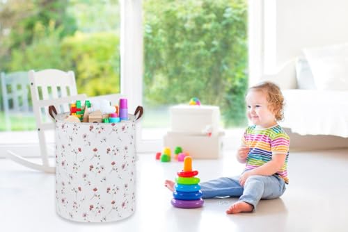 Image of Kids Laundry Hamper,Flower Laundry Basket Collapsible Girls Storage Baskets for Home Decor,Office,Home Organizer,(Dried flowers
