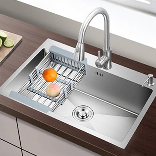 Fregadero de cocina de 65x45 cm contra salpicaduras con grifo monomando extensible 2
