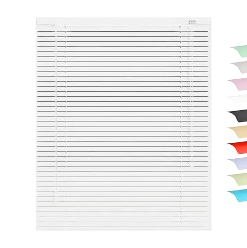 Persianas Venecianas Aluminio, Persiana Exterior, Sin Taladrar Interior 60cm 80cm 100cm 120cm 150cm Estores Horizontales Blackout para Oficina Hogar(Blanca)