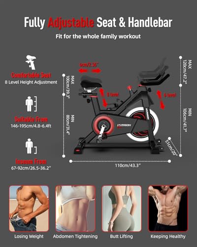 Image of HARISON Exercise Bike, Magnetic Stationary Bike for Home Gym, Adjustable Resistance Quiet Dual-Belt Indoor Cycling Bike with 380lb Capacity, APP Connectivity, Push-to-Stop, 6-Level Handlebar