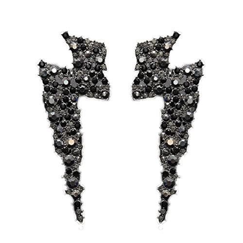 Exaggerated Shiny Rhinestone Flash Drop Dangle Earrings Lightning Bolt Statement Earrings Heavens Cloud Nature Weather Party Jewelry