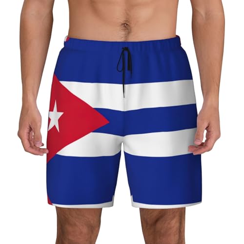 Short de bain pour homme double couche avec imprimé drapeau cubain coloré