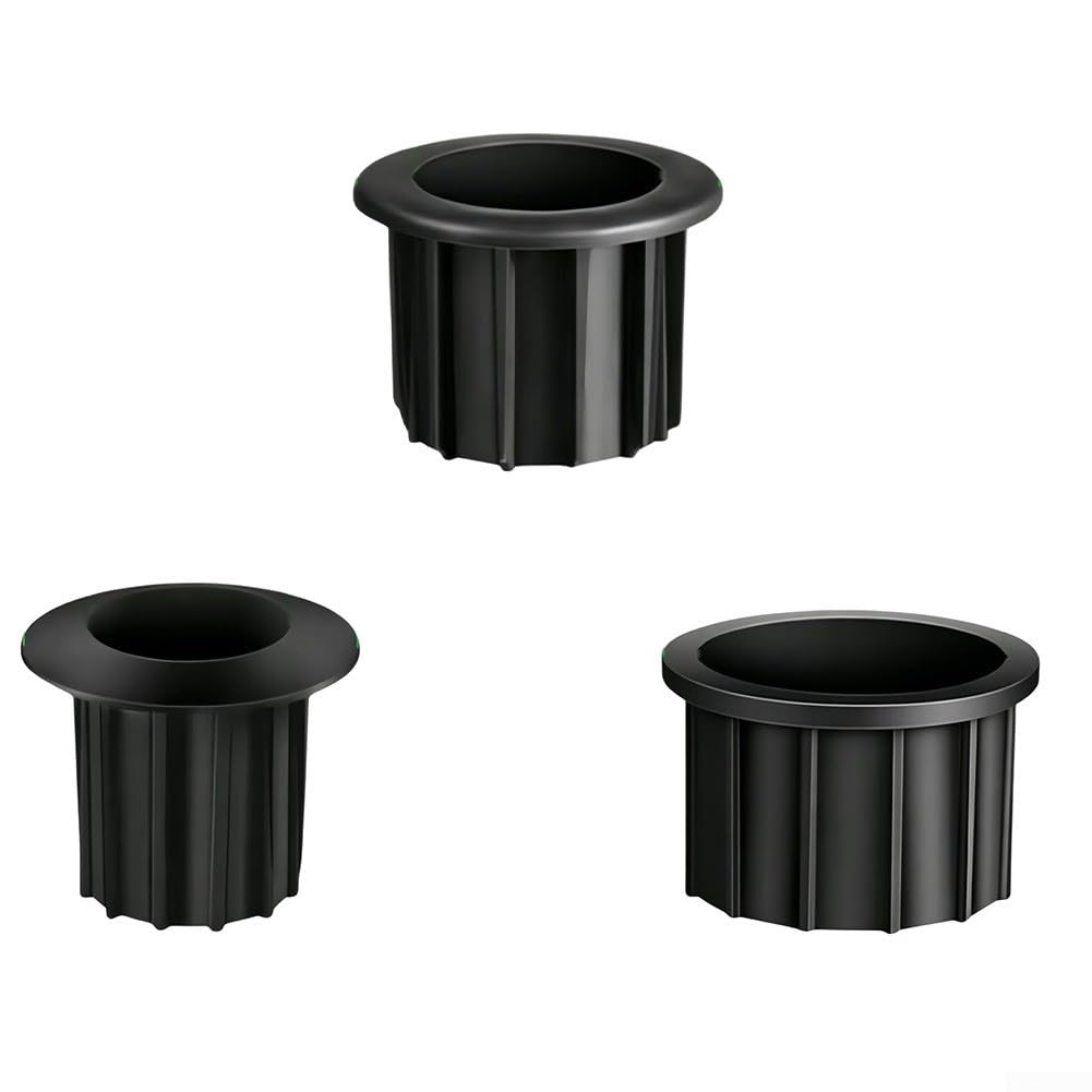 3 Pieces Umbrella Base Stand Accessories, Adjustable Plastic Hole Sleeves 32mm 38mm 48mm for Patio Table Inserts, Black Adapters with Screws for Outdoor Parasols