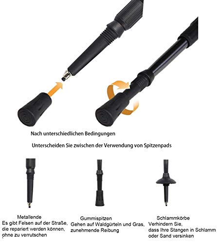 ANGNYA 2 Stück Trekkingstöcke Wanderstöcke mit Antischock-System teleskopierbar, zusammenklappbar… – Ansicht 4