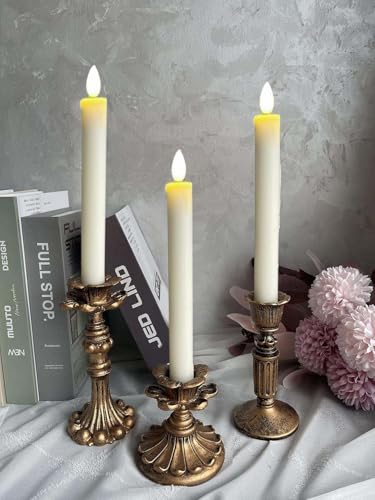 French Nostalgic Floral Resin Candle Holder Antique Bronze/Furniture Decoration/Retro Ornaments Candlestick (Bronze)
