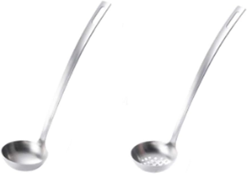 Soup Spoon Household Stainless Steel Soup Shell Hot Pot Colander Long Handle Thickened Kitchen Porridge Spoon Large Set