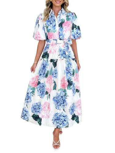 Maxigerui Women's Summer Floral Maxi Dress Spring Wedding Guest Button