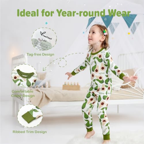 Image of Kids 2-Piece Soft Bamboo Viscose Clothing Set, Long Sleeve Top & Pants, Everyday Outfit for Toddler Boys & Girls