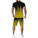 Pulls Jeunes Hommes Costume jet d'encre hommes course 3D grande taille loisirs Fitness extérieur été deux pièces hommes costumes et ensembles Gilet Homme Costume Vert (Yellow, XXXXXXL)