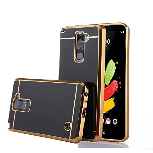 TabPow LG G Stylo 2 (LS775) Case, Electroplate Glossy Finish, Drop Protection, Shiny Luxury Case for LG G Stylo 2/ LG Stylus 2 LTE - Black Gold