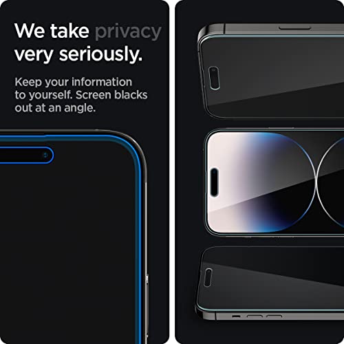 Image of Spigen Tempered Glass Screen Protector [GlasTR EZ FIT - Privacy] Designed for iPhone 14 Pro [Case Friendly] - 2 Pack