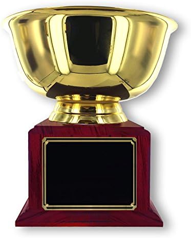 SHOP AWARDS AND GIFTS Customizable 6 Inch Diameter Gold Polish Paul Revere Trophy Bowl on Wood Base, Includes Personalization