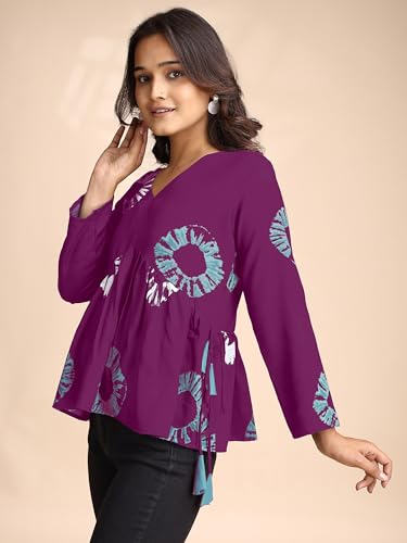 Image of Youthnic Women's Poly Rayon Printed Alia Cut Peplum Top | Top for Office | Women's Tunics | Short Kurti Women| Regular Fit