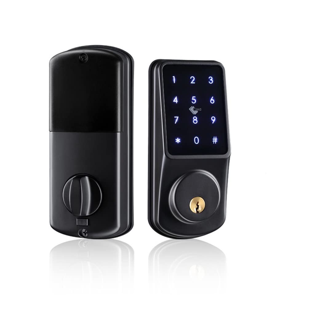 PNAWLLCF APP Electronic Door Lock Keyless Entry Door Lock with Digital App IC Card Mechanical Key Home Mortise Lock(D)