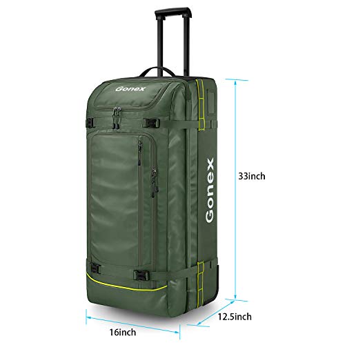 Gonex Rolling Duffle Bag with Wheels, 100L Water Repellent Large Wheeled Travel Duffel Luggage with Rollers 30 inch, Olive Green