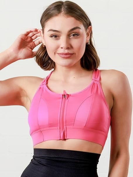 Image of Brachy Women's High-Impact Velcro Sports Bra: Adjustable, Front-Zip for Yoga, Gym & Workout