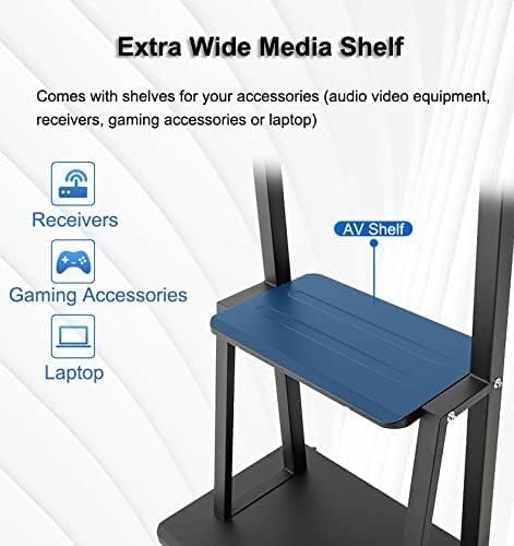 Soporte móvil para TV con ruedas ajustable y estante miniatura 4