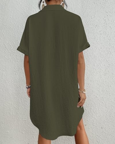 Image of Bsubseach Women Swimsuit Coverup Shirt Dress Button Down Bathing Suit Cover Up Beach Vacation Outfits