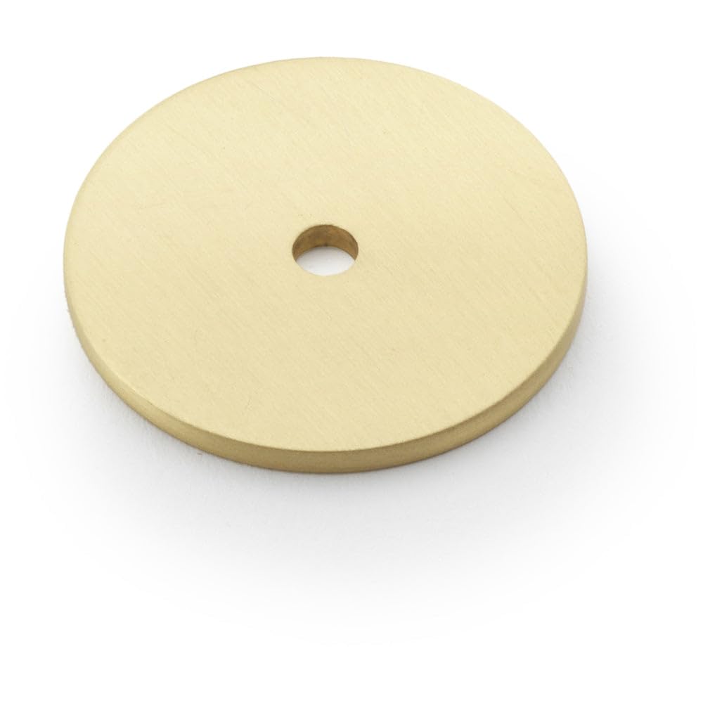Loops Satin Brass Round Kitchen Door Knob Backplate - 35Mm Diameter Circular Plate